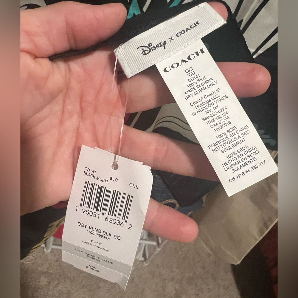 Coach Disney Villains Black & White Silk Scarf NWT - Picture 4 of 8